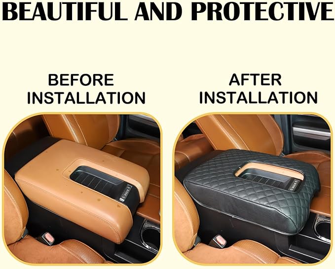 CHEAYAR Center Console Armrest Cover Kit,Console Armrest Cushion Automotive Customized Console Armrest Cushion, Fit for Toyota Tundra 2014-2020 Accessory Organizer Protector (Plaid - All Black)