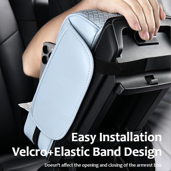 Car Armrest Cushion Cover Car Center Console Memory Foam Booster Pad with Storage Pocket and Tissue Hole for Sedan Vehicle (Orange, 12.99 * 7.09 * 2.95'' / 33 * 18 * 7.5 cm)