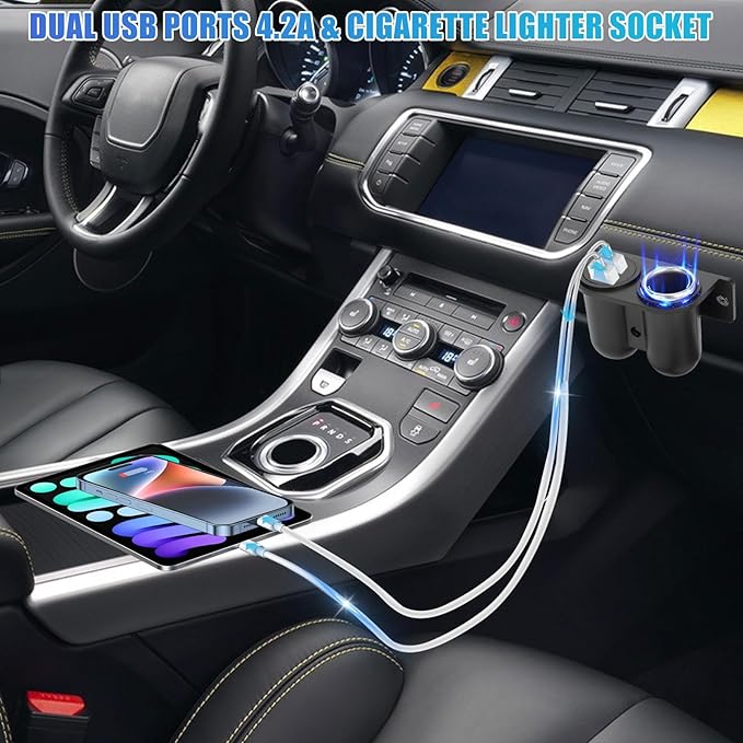2PCS Dual USB Outlet Cigarette Lighter Socket Splitter with Blade Fuse, 12V 4.2A Car Charger Power Adapter Replacement Waterproof Plug Female 21W for RV Marine Boat Motorcycle Truck ATV UTV Van etc