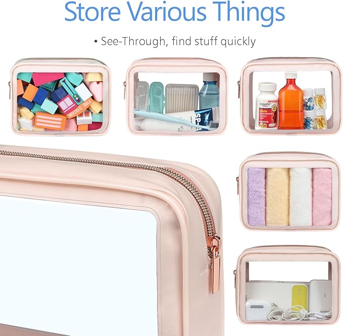 PACKISM Clear Makeup Bag - TSA Approved Toiletry Bag for Carry-on & Checked Luggage, Water Resistant Car Storage Organizer with Reinforced Seams