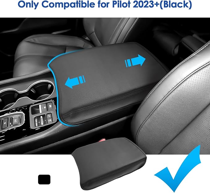 2023-2025 2026 Pilot Accessories Center Console Cover for Honda Pilot (LX/Sport/EX-L/TrailSport/Touring/Elite/Black Edition), Waterproof&Comfy Leather Armrest Cover 2026 2025 Pilot Accessories