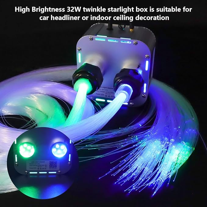 AMKI High Brightness Dual Color 32W Twinkle Mixed1330pcs16.4ft Fiber Optic Starlight Headliner Kits RGBW Sound Activated APP/Remote Control for Movie Theater Home Ceiling Decor