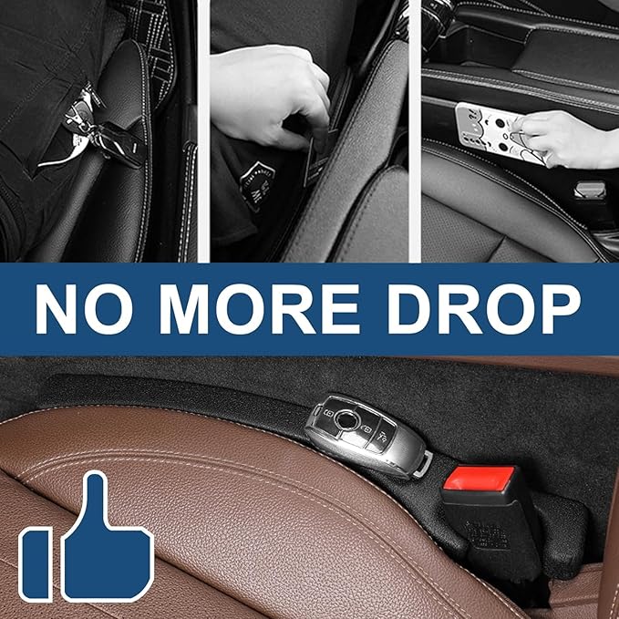 2-Pack Car Seat Gap Filler – Universal PU Leather Car Seat Gap Cover, Designed to Fill Gaps Between Seats and Console. Car Seat Side Gap Filler Prevents Items from Falling