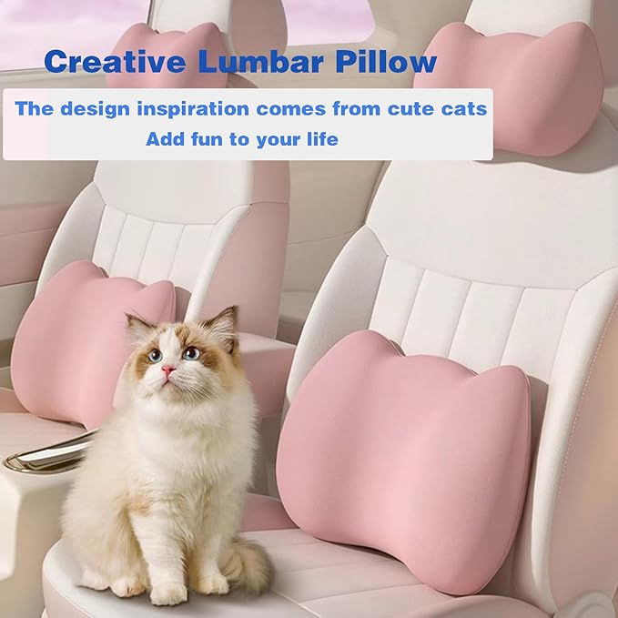 Lumbar Support Pillow for Car/Office Chair, Memory Foam Back Cushion for Car Seat, Lower Back Pillow Fits Most Cars, Trucks, with Adjustable Strap and Washable Cover, Back Pain Relief,Gray
