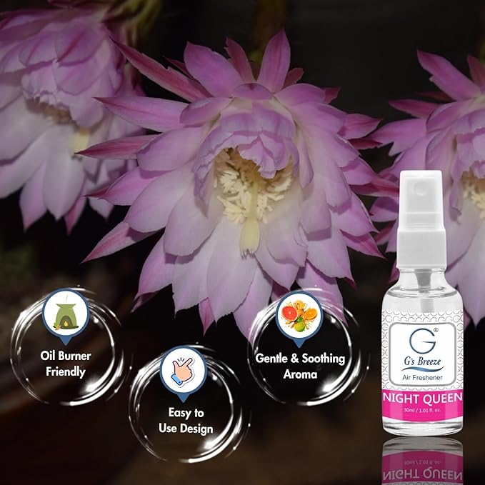 G's Breeze Night Queen Air Freshener – Nocturnal Bloom & Moonlit Garden Inspired Floral Essence for Home, Office & Car - Relaxing - Captivating Evening Ambiance with Long-Lasting Freshness