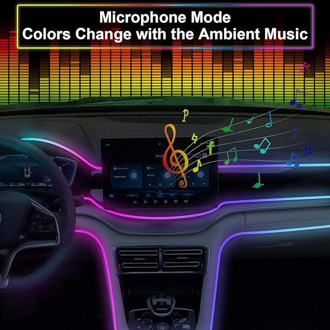 Dreamcolor Interior Car Strips Lights: Led Acrylic Light 22 in 1 RGB Ambient Lighting with Wireless App for Cars - 16 Million 175 Inches 600 Led Music Sync Led Lights Kits