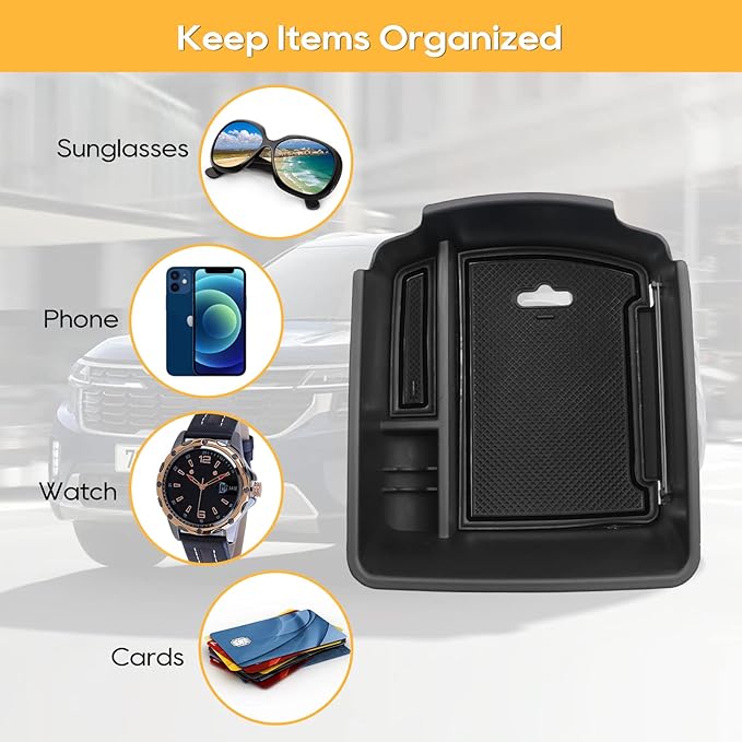 LFOTPP Seltos Center Console Organizer for 2022 2023 Seltos [LX, S, EX, SX Turbo, S Turbo and Nightfall Editio] Armrest Center Console Organizer Tray 2022 2023 SeltosAccessories Secondary Insert