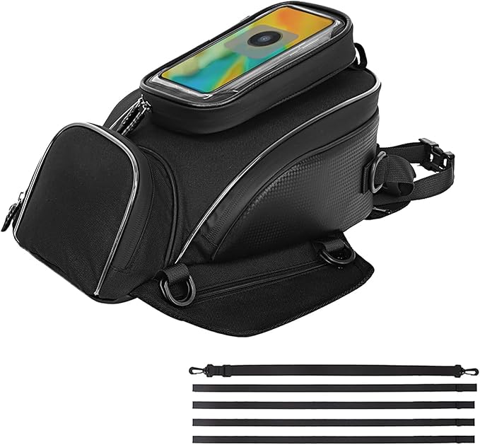 Motorcycle Tank Bag for Honda CBR300R CBR500R CBR650R, Oxford Magnetic Motorbike Bag Water-Resistant Motorcycle Gas Tank Bag with Magnets and Straps for Touring,A/Strap