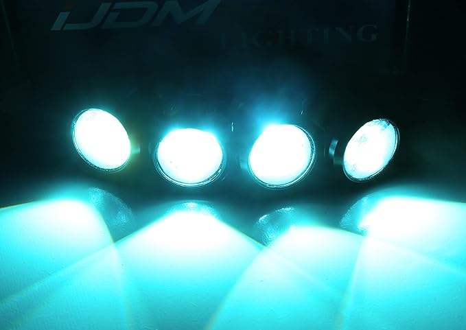 iJDMTOY 4pc Set Custom Retrofit 8000K Ice Blue Front Grille Mesh Mount LED Lighting Kit Compatible with Trucks SUVs