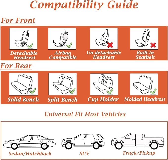 Coverado Car Seat Covers Full Set, Seat Covers for Cars, Car Seat Covers Front Seats and Back, Brown Car Seat Protector Waterproof, Nappa Leather Car Seat Cushion Fit for Most Cars