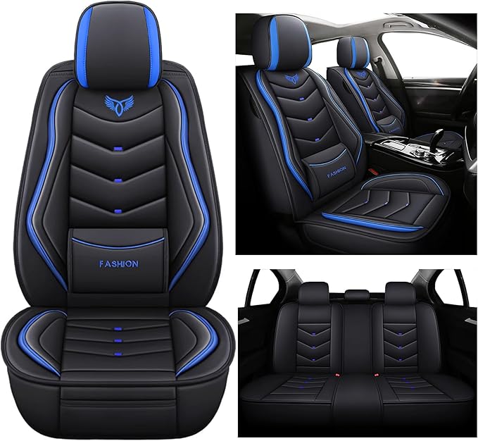 Car Seat Covers Full Set,Automotive seat Covers for Cars,Waterproof Leather seat Covers with Fixed Lumbar Support,Universal Fit for Most Cars,SUV,Trucks and Sedans