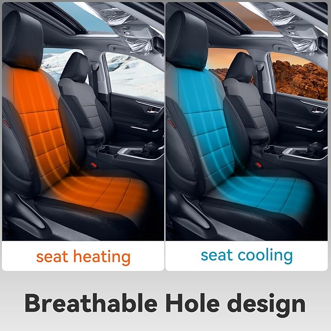 coverdream Full Set RAV 4 Seat Covers Custom Fit for Toyota RAV4 Adventure,TRD Off - Road 2024 2023 2022 2021 2020 2019,Fully Covered,Luxury Waterproof Leather Seat Protector (Black/Gray)