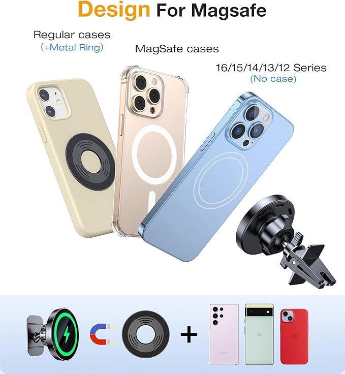 Coolpow for MagSafe Car Mount Charger【15W Top Charger】Magnetic Wireless Car Charger for iPhone Magsafe Car Charging【Strong Magnets】Magnetic Phone Holder Mount Charger for iPhone 17 Pro Max 16 15 14 13