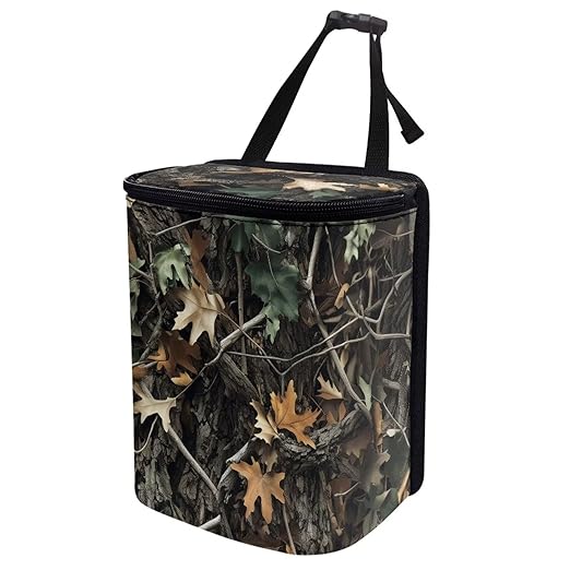 Camo Maple Leaf Car Trash Can Auto Garbage Bag with Lid Leak-Proof Car Storage Bag Garbage Bag Hanging for Headrest Portable Vehicle Backseat Organizer