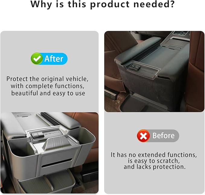 Center Armrest Rear Organizer for Toyota Sienna 2021-2026 ABS Cup Holder Tray Center Consoles 3-in-1 Backseat Organizer(Gray)