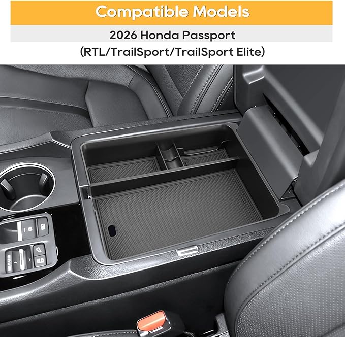 LFOTPP 2026 Passport Center Console Organizer for 2026 Honda Passport Accessories ABS Plastic Armrest Console Glove Tray Compatible with 2026 Honda Passport RTL/TrailSport/TrailSport Elite