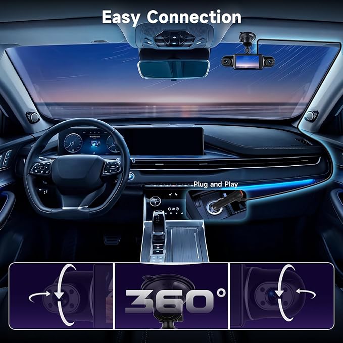 4 Channel Dash Cam Front and Rear Inside 360° Dash Camera for Cars 4 Channel Dash Cam Front and Rear Inside,IPS 4K/2K Dash Camera WiFi APP,G-Sensor 24/7 Parking Mode,170° Loop Recording