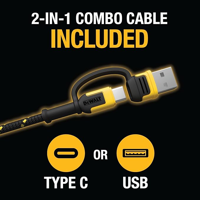 DEWALT Heavy Duty Wireless Charger, 15W Max Cell Phone Charger, Fast Wireless Charging Pad for MagSafe Compatible iPhone 17/16/15/14/13/12 Plus Pro Max, Includes Wall Mounting Plate (No AC Adapter)