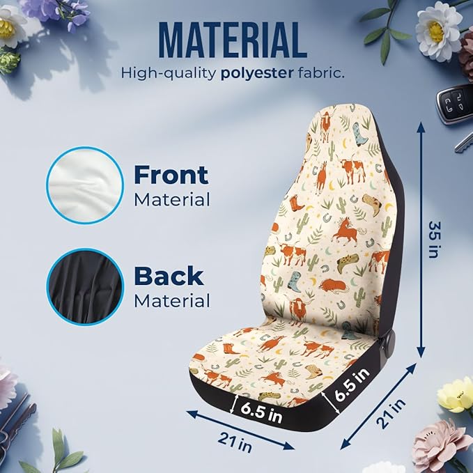 GENANY Cowgirl Car Seat Covers Set of 2, Breathable Front Seat Covers for Truck Sedan SUV, Western Car Accessories, Cowgirl Gift for Women Men