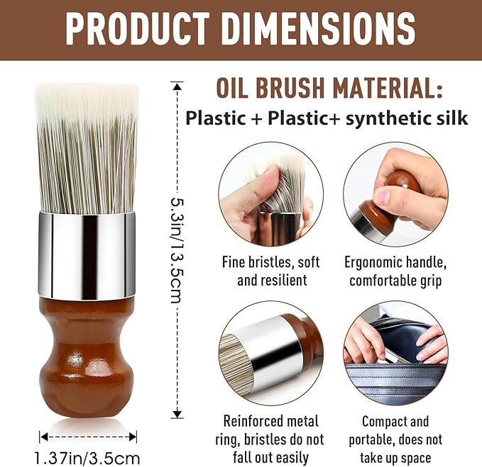 Horse Hair Brush for Leather and Furniture Salve - Durable Wax Brushing Tool with Comfortable Handle for Home Leather Cleaning