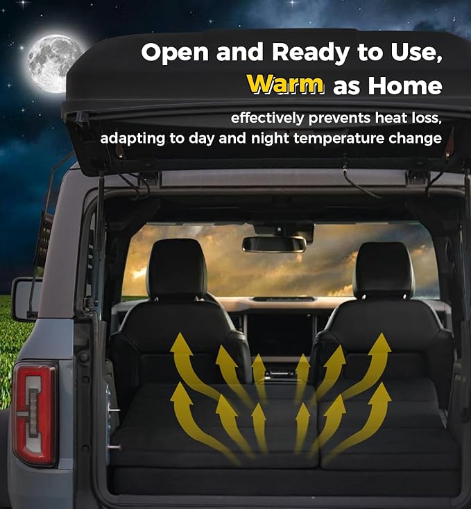 Xprite Bronco Mattress Kit, 1.6-Inch Thick Premium Foam Bed Pad & Leveling Pad, Portable Foldable Trunk Sleeping Platform Compatible with 2021-2026 Ford Bronco 4 Door Camping Accessories