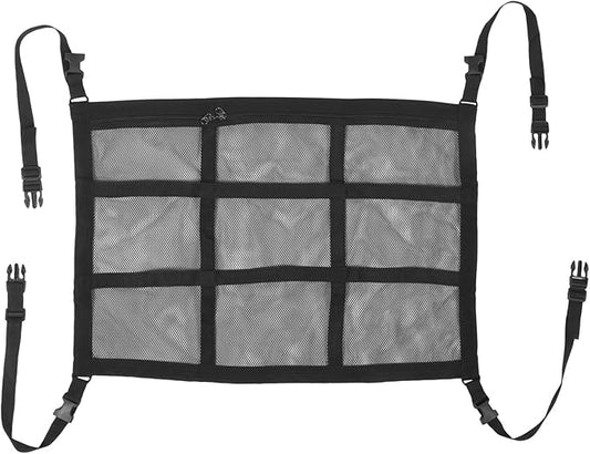 UPKOCH Car Roof Storage Bag with Double Zipper, 70x50cm Black Strap Car Ceiling Net Organizer Pouch for SUV and Truck Cargo, Sturdy Interior Auto Storage Solution for Travel and Camping