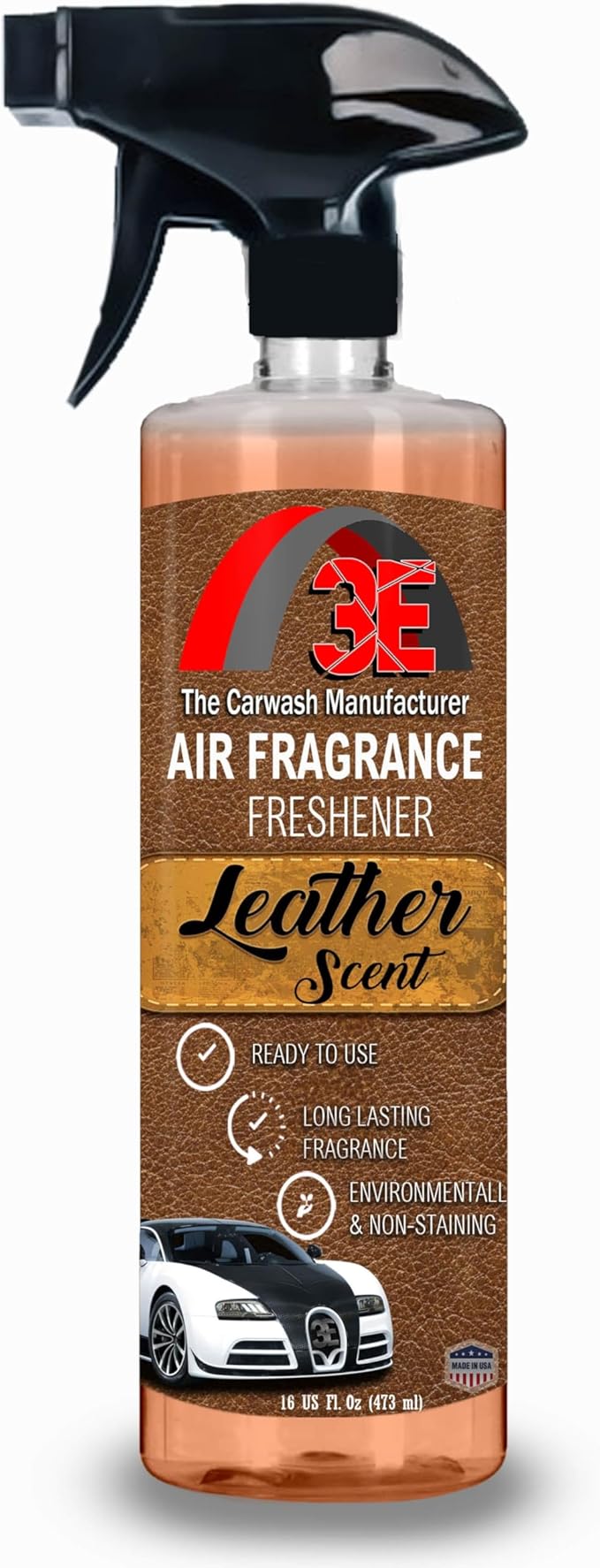 Leather Scent Air Freshener & Odor Eliminator, Premium Long-Lasting Fresh Leather Smell for Cars, Trucks, SUVs, RVs & More, Nonstaining - 16 fl oz