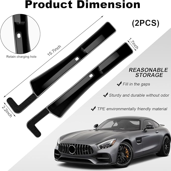 KVAEY 2PCS Car Seat Gap Filler, Automotive Seat Organizer Fill The Gap Between Seat and Console, Universal Car Gap Seat Storage for Phone Wallets and Keys, Car Accessories (Black)
