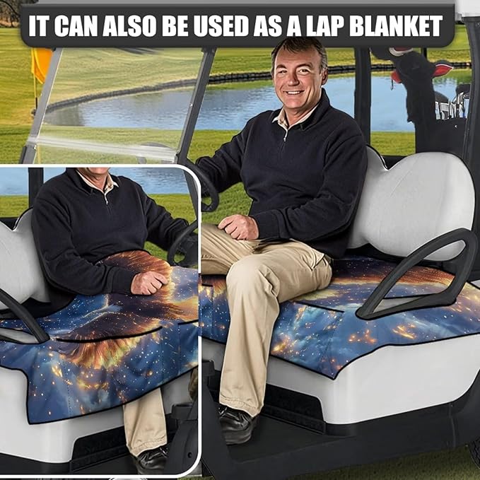 Biyejit Golf Cart Seat Covers with 4 Pockets Golf Cart Seat Towel Blanket Fits 2-Seat Golf Carts, Golf Cart Accessories