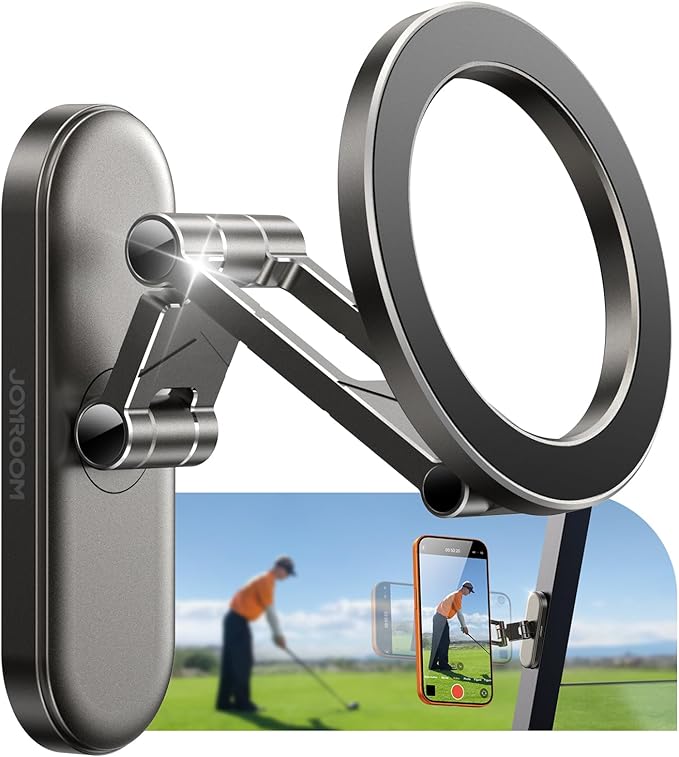 Upgraded Magnetic Golf Cart Phone Holder, [Tri-Fold+All Alloy] Golf Gifts for Men Him Golfers Father, 2026 Golf Cart Accessories Compatible with MagSafe iPhone 17-12 for Club Car, EZGO, Yamaha
