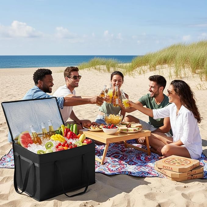 2-Pack 23" W x 15" H x 14" D Insulated Food Delivery Bag XXXL Large Capacity Thermal Cooler Bags for Grocery Shopping, Catering, Pizza Delivery, Rideshare, Travel, and Car Use