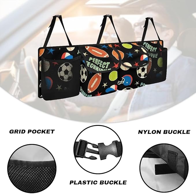 Sports Balls Trunk Organizer Suv Back Seat Car Organizer Foldable Car Organization Women Hanging Backseat Car Organizer,Space Saving Expert