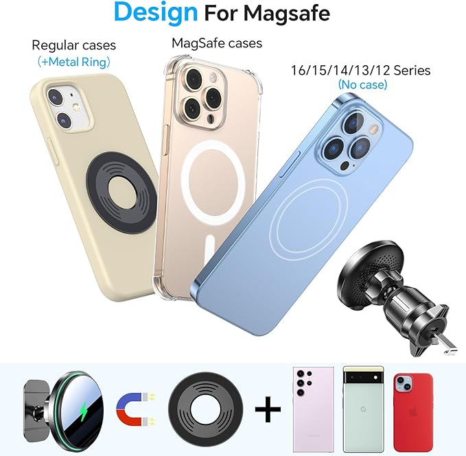 Coolpow for 15W MagSafe Car Mount Charger【Strongest Magnetic】 Magnetic Wireless Cars Charger,Magnetic Phone Holder for Cars,Phone Holders for Your Car Charger for iPhone 17 Pro Max 16 15 14