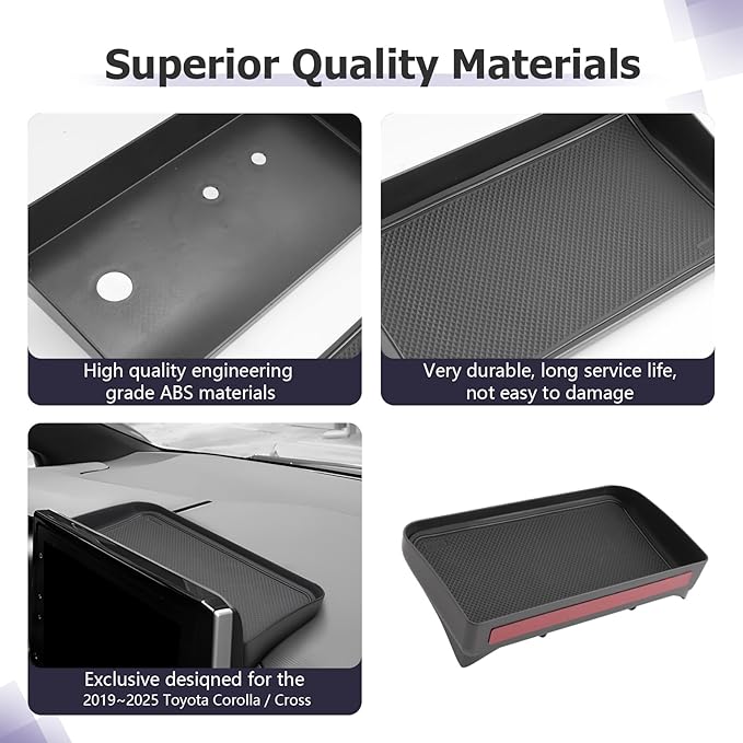LUWU Dashboard Storage Tray Compatible with 2019-2024 2025 Toyota Corolla / 2022 2023 2024 Corolla Cross Center Console Display Box Hidden Tray Behind Screen 2024 2025 Corolla Accessories