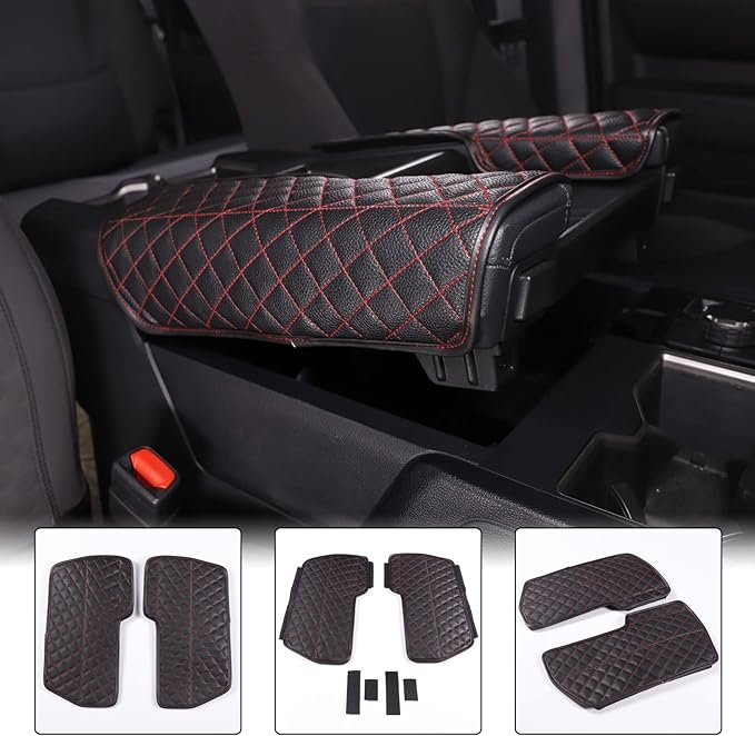 Car Leather Center Console Protector Cover Compatible with Toyota Tundra/Sequoia 2022-2026, Center Console Armrest Seat Box Cover Cushion Lid Protector Pad Waterproof Anti-Scratch Interior Accessories