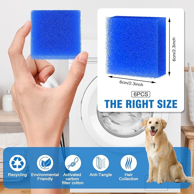 6PCS Pet Hair Remover for Laundry, Ultra-Adhesive Dryer Cat & Dog Hair Catcher, Reusable & Eco-Friendly Lint & Fur Remover, Pet Hair Removal Tool for Washing Machine, Safe for All Fabrics