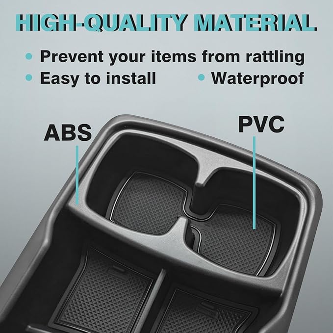 BestEvMod Lower Center Console Organizer Tray Compatible with Kia EV6 2022-2026 Interior Accessories Storage Box ABS Material with PVC Trim Accessories (Lower Organizer-V2)