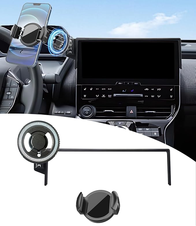 Magnetic Car Phone Mount for 2023-2025 Toyota BZ4X / Subaru Solterra, for MagSafe Strong Magnets Cell Phone Holder 8/12.3-Inch Touchscreen Cradles, with Portable Phone Gripper 360° Rotation