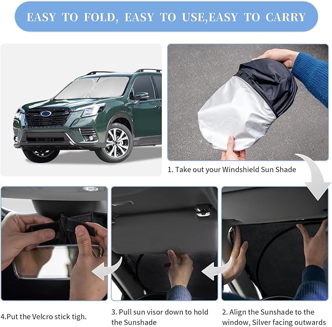 for Subaru Forester 2019-2025 2026 Sun Shade Sunshade Windshield Cover, 4-Layer Front Window Shade for Forester Crossover, Base, Premium, Sport, Limited Sun Visor 240T Shade Cooler Car Accessories