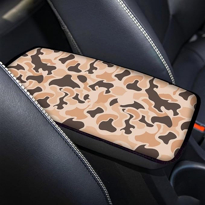 Dreaweet Car Center Console Cover Duck Camo Car Accessories for Women Men Universal Arm Rest Cover for SUV Sedan Soft Anti Scratch Armrest Cover Center Console Cushion Pad