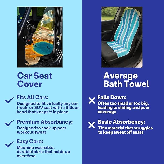2 Pack Car Seat Towel Covers, Sweat Protector for Front Seats, Premium Thickened Microfiber with Tribal Sea Turtle, Breathable & Quick Dry, Slip-on Headrest Pocket for Gym, Beach, Running Navy Turtle
