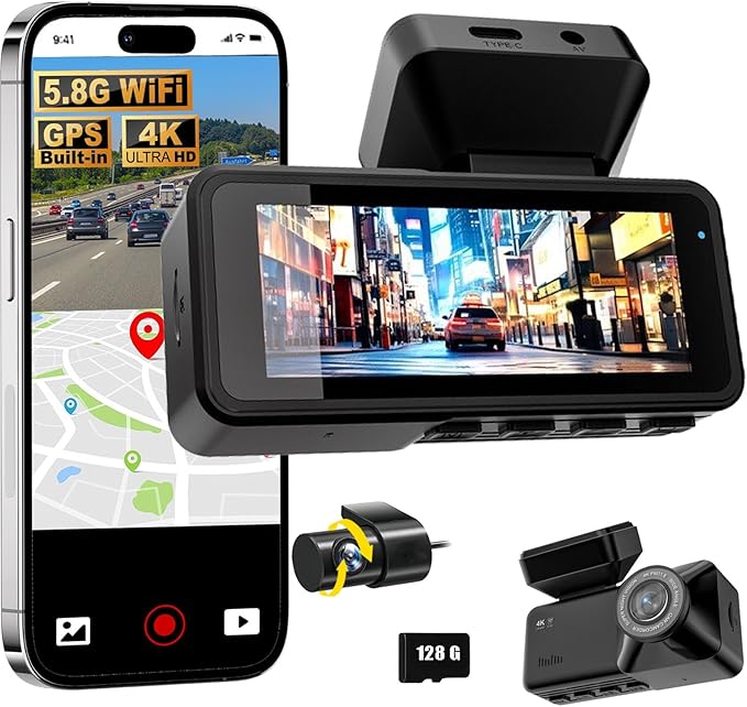 2026 New Osmo Dashcam Pro 3.0 4K Front and Rear Dash Cam, 4K + 1080P Dash Camera for Car with Night Vision (WiFi+GPS+128GB)