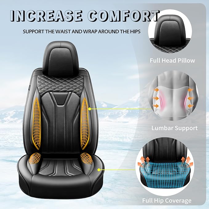 Fit Tucson Car Seat Covers Compatible with Hyundai Tucson 2010-2026, Premium Leather Breathable, Wear Resistant, Airbag Compatible, All-Weather Protection & Full Coverage, Full Set All Black