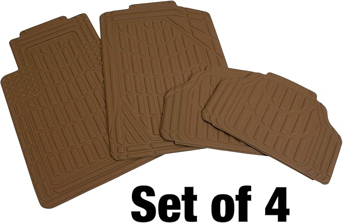 Eurow Universal Cut to Fit Car Floor Mats 4 Piece Set - Tan
