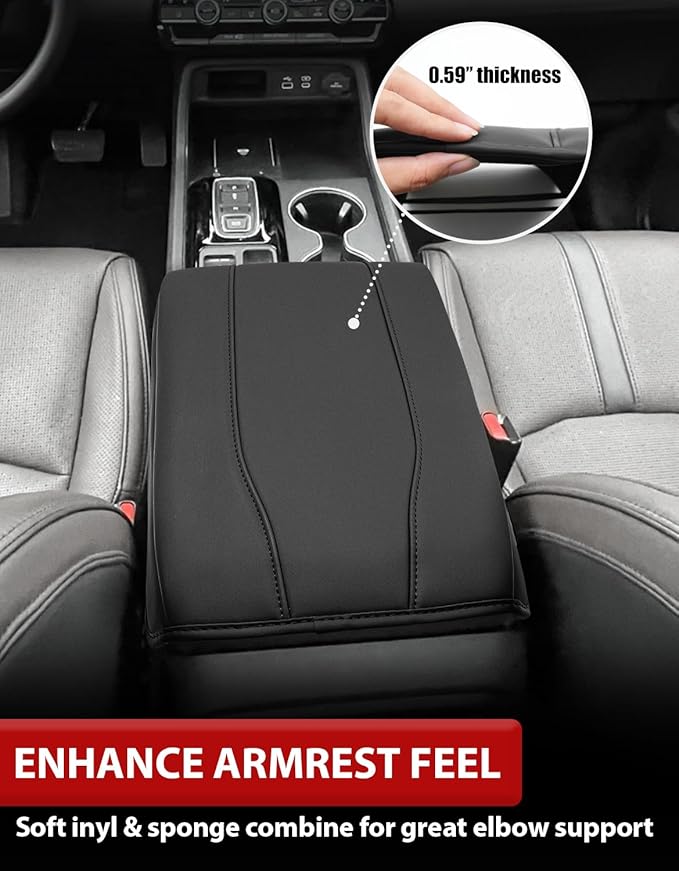 Center Console Armrest Cover for Honda Pilot 2023-2026, Passport 2024-2026, Ridgeline 2024 2025, Durable Middle Console Lid Covering, PU Leather Trim, Anti-Scratch