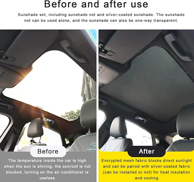 Sunshade Roof Compatible with Audi Q5 2009-2017 SUV, Heat Insulation Sunroof Shade, Foldable Glass Roof Shade with Storage Bag, Black