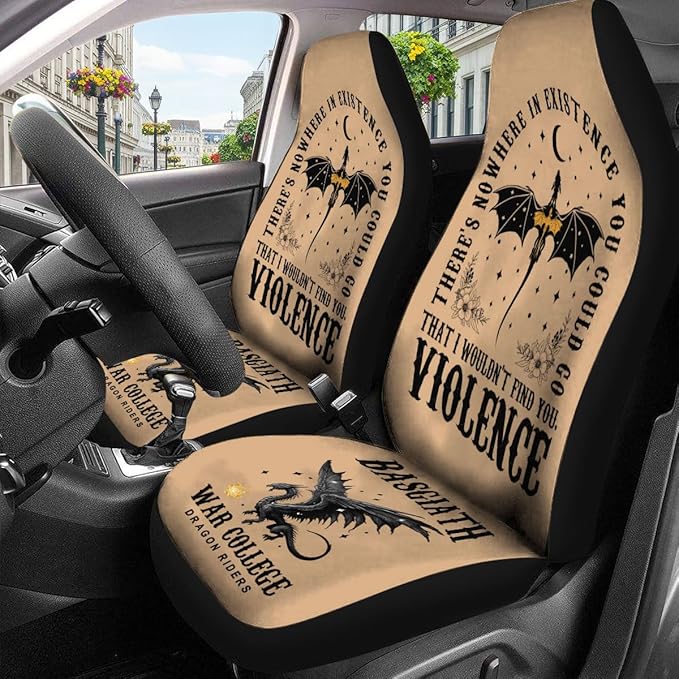 GENANY Dragon Rider Car Seat Covers Set of 2, Breathable Front Seat Covers for Truck Sedan SUV, Dragon Themed Car Accessories, Bookish Gift for Women Men