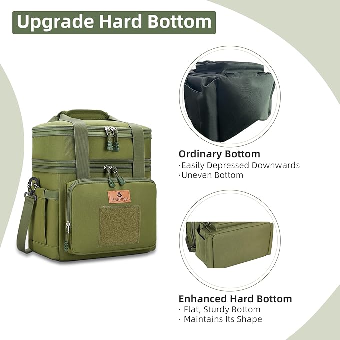 HSHRISH Lunch Box for Men, Large Expandable Tactical Lunch Bag, Durable Leakproof Cooler Bag with Molle Webbing, Lunch Box for Men Work Picnic Trip Camping, 24 Can/16 L, Army Green