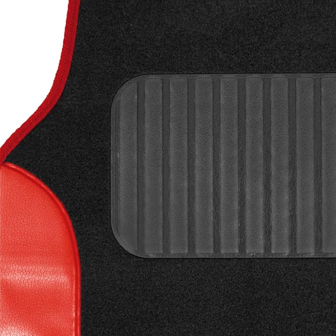 BDK Red All Weather Heavy Duty Car Floor Mats Interior Liners for Auto Van Truck SUV, Heavy Duty All Weather Protection, Fits Front & Rear