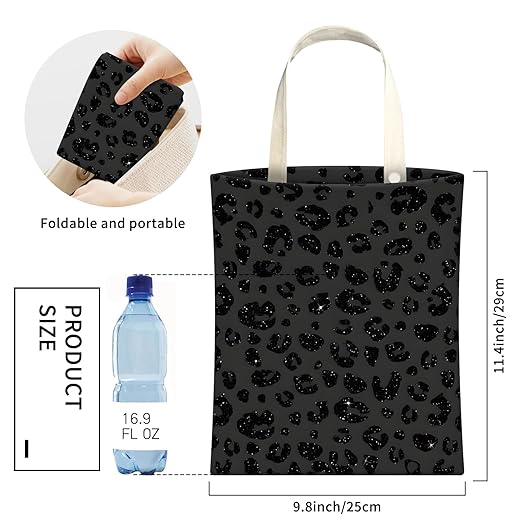 Cute Car Trash Can, Hanging Canvas Car Back Seat Organizer and Storage Bag, Funny Car Trash Bag For Travelling, Outdoor Cute Black Grey Leopard